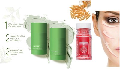 tanvi27 Green Tea Purifying Clay Stick Mask & Vitamin-E facial Capsules(3 Items in the set)