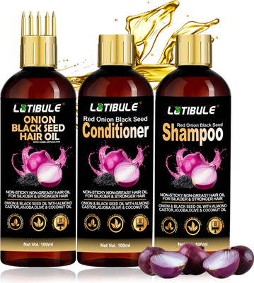 Latibule Onion Hair Care Kit With Onion Black Seed Hair Oil + Conditioner + Shampoo For Hair Growth With Anti Dandruff (1 Items In The Set) For Rs. 99 @ 80 %