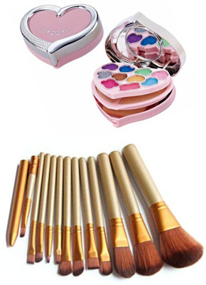WEEPER All In One Mini Makeup Kit For Women & 12 Pcs Golden Makeup Soft Brush With Storage Box(2 Items in the set)