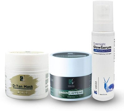 SNEIRA Advanced Skin Care Combo – Glow Serum , face Mask & Green Caffeine Scrub|(3 Items in the set)