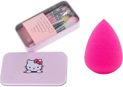 RTB HK MAKEUP BRUSH SET OF 7 + SPONGE PUFF  (SET OF 2)(2 Items in the set)