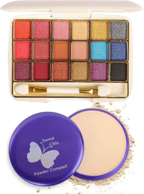 adbeni Natural Makeup Pressed Compact Powder & Mini Eyeshadow Palette(2 Items in the set)
