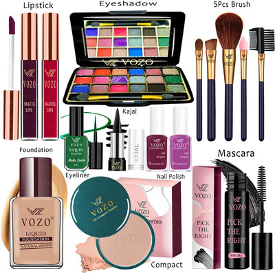 VOZO Makeup Combo Kit One-stop Beauty Package for Beginners and Professionals KT-71(15 Items in the set)