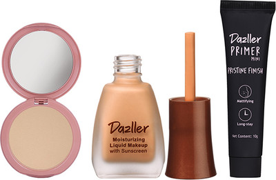 Dazller Face Makeup Essentials - Brulee - Foundation,12ml + Compact,9g + Primer,10g(3 Items in the set)