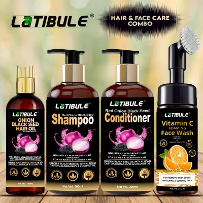 Latibule Lati Hair Care and Face Care kit (Hair Oil + Shampoo + Hair Conditioner + Vitamin C Face Wash) (4 Items in the set) a(4 Items in the set)