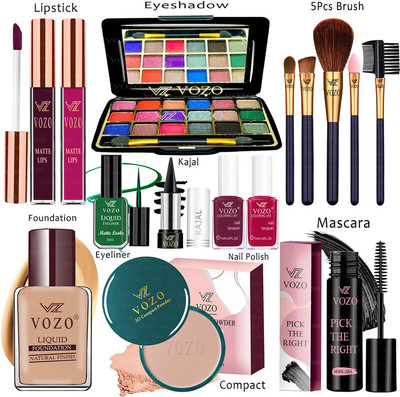 VOZO Makeup Combo Kit One-stop Beauty Package for Beginners and Professionals KT-135(15 Items in the set)