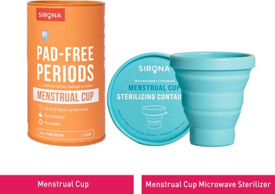 SIRONA Foldable Menstrual Cup Sterilizing Container & Reusable Menstrual Cup - Medium(2 Items in the set)