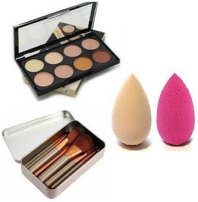 ClubComfort 12Pcs Makeup Brush set With 8 Shade Contour Kit And 2 Pcs Makeup Blender(4 Items in the set)