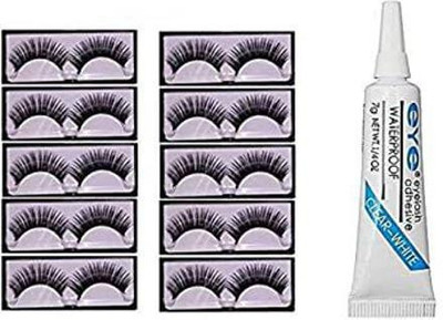 ClubComfort Soft Natural Black Thick Long fake lashes False Eyelashes Extension reusable eyelashes Eye Makeup eyelashes for women stylish set- 10 Pairs With Eyelash Glue(11 Items in the set)