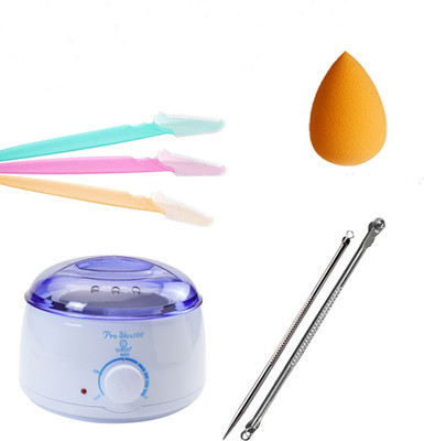 Gorgio Professional Wax Heater Machine, Blackhead Remover, Eyebrow Razors and Beauty Blender Sponge(4 Items in the set)