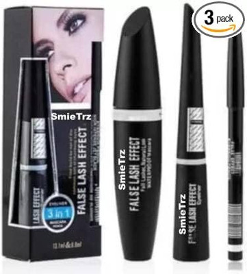 zoomique waterproof 3 in 1 eyeliner mascara & eyebrow pencil - (25,Black)(3 Items in the set)