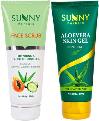 Sunny Herbals Face Scrub-100gm and Aloevera Skin Gel-100gm(2 Items in the set)