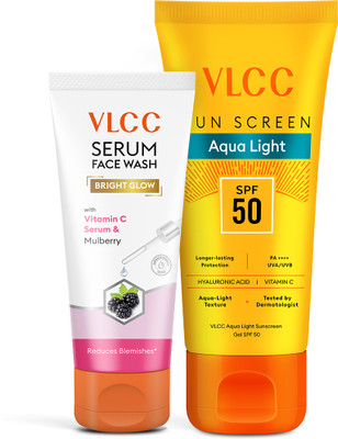 VLCC Vitamin C Serum & Mulberry Facewash with SPF 50 Aqua Light Sunscreen(2 Items in the set)