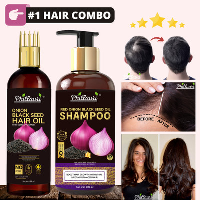 Phillauri Onion Shampoo And Hair Oil With Vitamin E, Natural Extracts & Herbs  (2 Items In The Set) For Rs. 99 @ 90 %