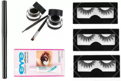 SUBHMUN Kajal & Eyelashes , Glue & Black & Brown Gel Eyeliner(5 Items in the set)