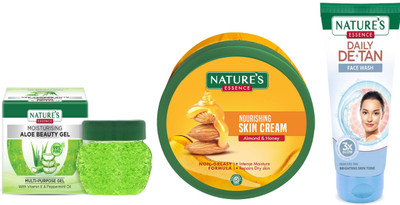Nature's Moisturising Aloe Beauty Gel (100g)Nourishing Skin Cream Almond & Honey (400ml)Daily De-Tan Gel Face Wash (50ml)(3 Items in the set)