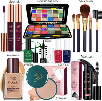 VOZO Makeup Combo Sets One-stop Beauty Package for Beginners and Professionals KT-15(15 Items in the set)