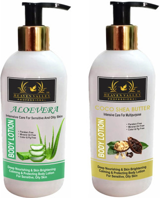 Heaven Valley Professional Aloevera Body Lotion 300ml & Coco Shea Butter Body Lotion 300ml Deep Nourishing(1 Items in the set)