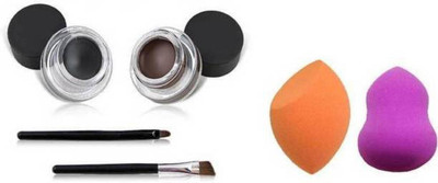 Lenon Beauty Gel Eyeliner Black & Brown With Sponge Puff 2 Pcs(6 Items in the set)