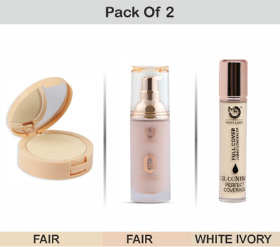 MATTLOOK Oil Control Full Coverage Foundation+Perfect Look Compact+Concealer Oil Control Foundation(07 Fair, 45 ml)