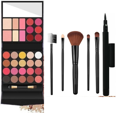 SEUNG NATURAL COMBO OF MAKEUP BRUSHES WITH SKETCH LINER & MAKEUP KIT PALETTE FOR WOMEN(1 Items in the set)