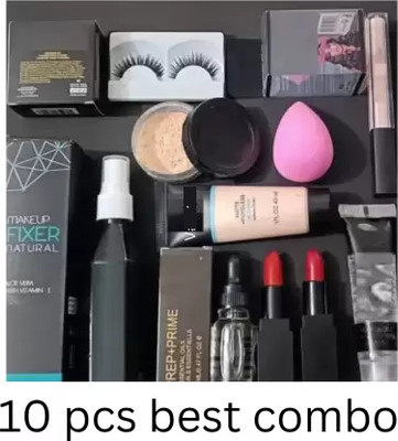 Jus’Be U Makeup combo primer fixer compact powder foundation concealer face serum lipstick(10 Items in the set)