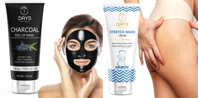 7 Days 100 g Activated Charcoal Face Mask, 100g Stretch Marks Scar removal cream oil in during after pregnancy(1 Items in the set)