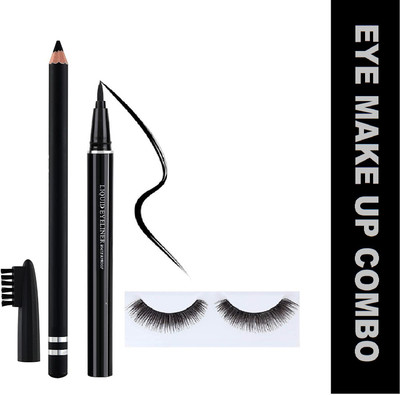 YAWI EYE BROW PENCIL BLACK , BLACK LONG LASTING LINER FOR SKETCH MAKE UP FOR EYE LASHES(3 Items in the set)