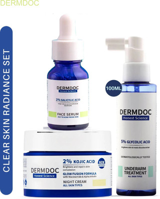 DermDoc Kojic Face Mist Set: BHA Serum + Cream Combo(3 Items in the set)