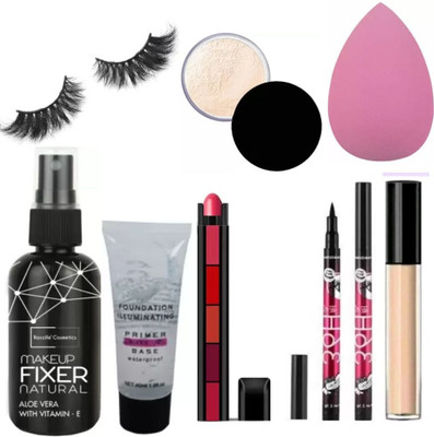 lately MAKE UP COMBO WITH FIXER PRIMER CONCEALER EYELASH PUFF(9 Items in the set)