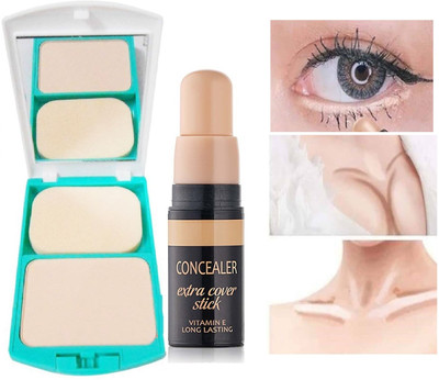 tanvi27 Water & Smudge Proof Oil Free Compact Pressed Powder With Contour Matte Finish Stick(2 Items in the set)