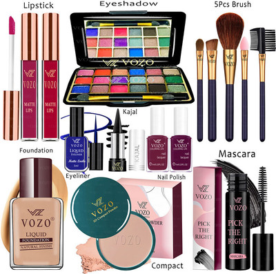 VOZO Makeup Combo Kit One-stop Beauty Package for Beginners and Professionals 106(15 Items in the set)