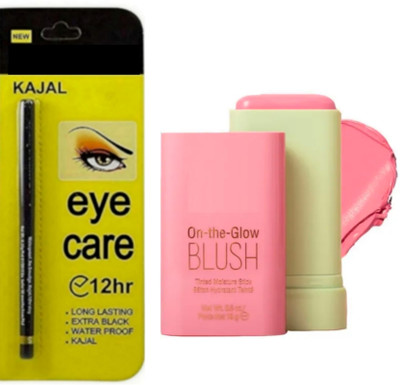 ghorela 1 Cream Blush Stick + 1 PTA Kajal Eyeliner Gel (Pack of 2)(1 Items in the set)