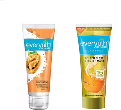 Everyuth Naturals Naturals Walnut Scrub 25g And Go lden Glow Peel Off Mask 25g(2 Items in the set)