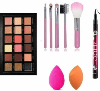 FRIPPE WOMEN EYE SHADOW MAKEUP BRUSHES AND EYELINER(8 Items in the set)
