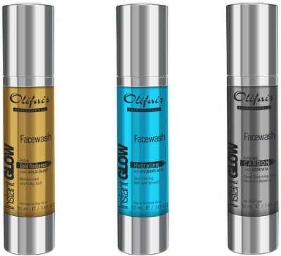 Olifair Brightening Face Cleansing Combo (Hydrating Facewash, Gold Facewash, Charcoal Facewash) 150ml(3 Items in the set)