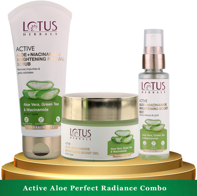 LOTUS HERBALS Active Aloe + Niacinamide Perfeet Radiance Combo(3 Items in the set)