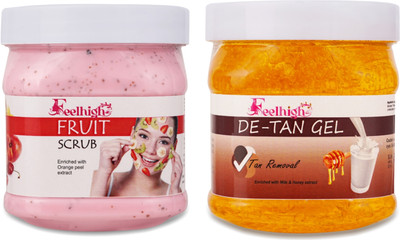 feelhigh Mix Fruit Scrub Enriched With Mix fruits & Detan gel - Skin care products(2 Items in the set)
