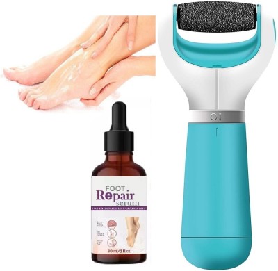 ADJD Heel Crack Callus Foot Filer Scrubber Feet Cleaner Pedi Roller With Foot Repair Serum(2 Items in the set)