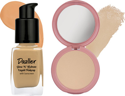 Dazller Face Combi Pack (Brulee) : Moisturizing Liquid Makeup, 27mL + Classique Compact Powder, 9g(2 Items in the set)