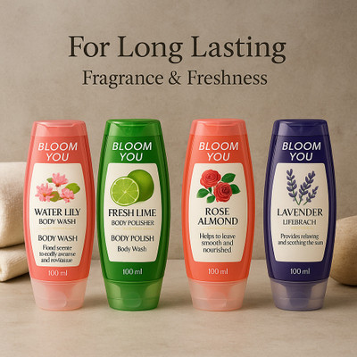 BLOOM YOU Flavour Fusion Body Wash – 400 ml Multi-Pack(4 Items in the set)