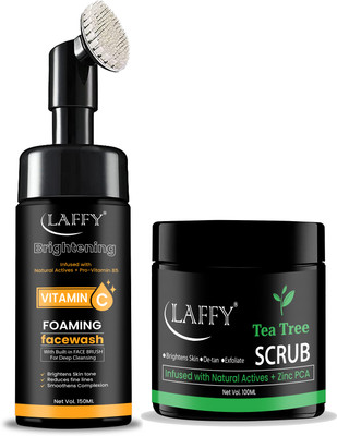 LAFFY Brightening Vitamin C Foaming Face Wash & Purifying Tea Tree Scrub(2 Items in the set)