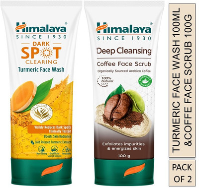 HIMALAYA dark spot clearing turmeric face wash 100ml & coffe facer scrub 100g(2 Items in the set)