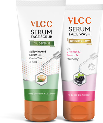 VLCC Acne Defense Face Wash with Vitamin C & Mulberry | Oil Defense Scrub For Exfoliation(2 Items in the set)