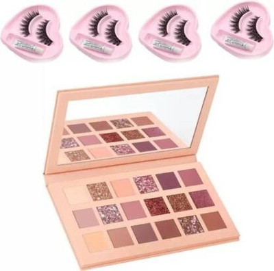 wryak Eyelashes with Glue 18 Colours Multi Shades Eyeshadow Palette(2 Items in the set)