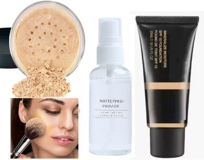 Latixmat Matte Finish Primer + Foundation + Makeup Setting Powder(3 Items in the set)