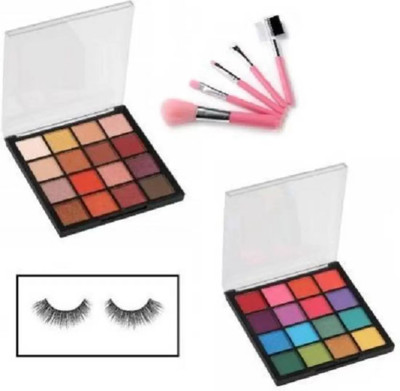 SUBHMUN MINI EYESHADOWS + 5 PCS MAKEUP BRUSH + A PAIR OF EYELASH(8 Items in the set)