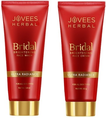 Jovees Herbal Bridal Brightening Face Wash 120ml and Bridal Face Creme 60g Combo | For Radiance and Natural Glow(2 Items in the set)