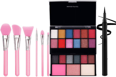 MYEONG brushes and black eyeliner with makeup kit eyeshadow(3 Items in the set)