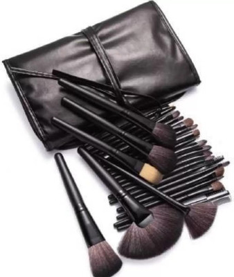 SUBHMUN Synthetic Foundation Brush set and Powder Brush set 24 Pcs with PU leather bag(Pack of 12)